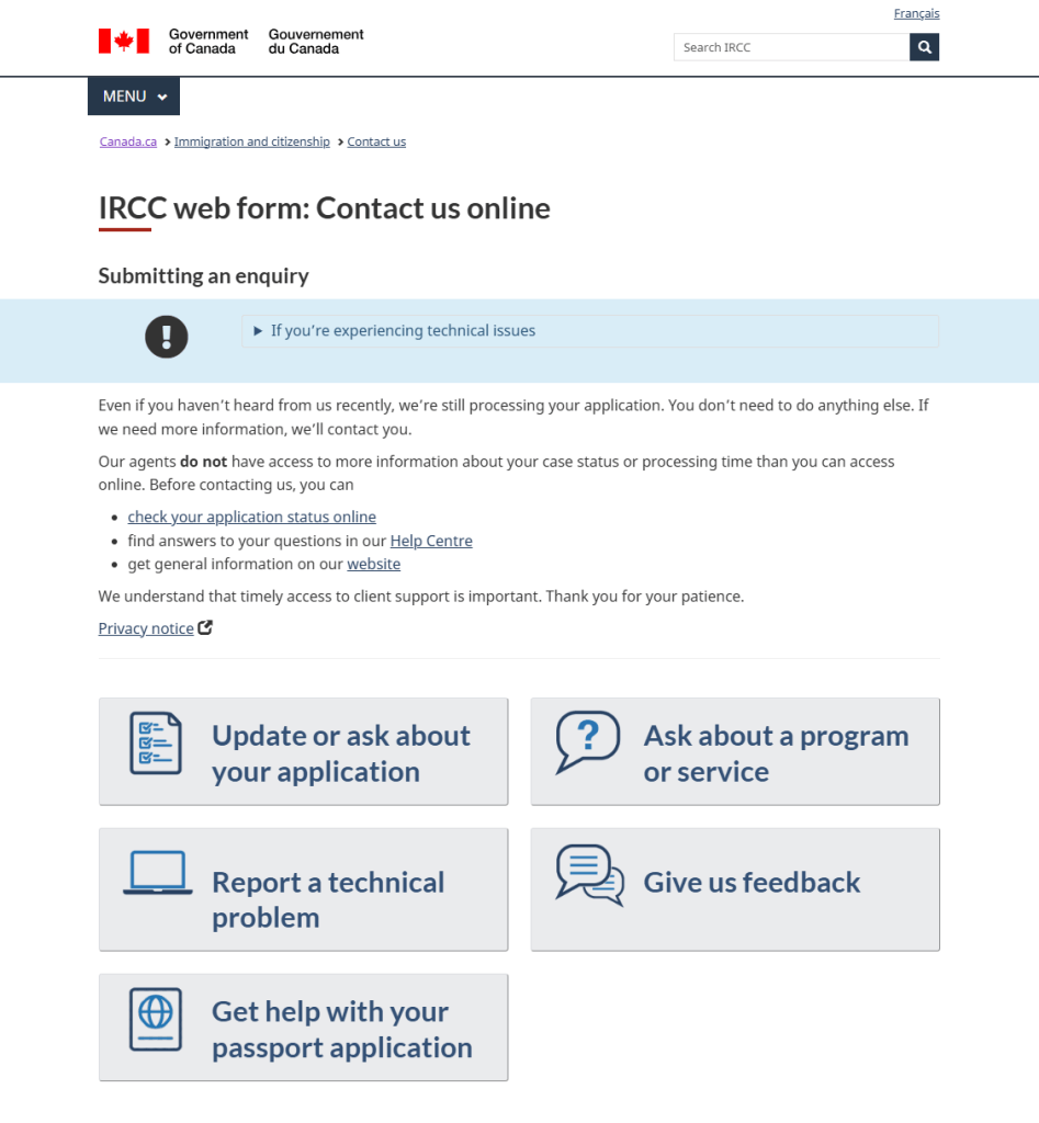 ارسال وب فرم و پیگیری به اداره مهاجرت کانادا
